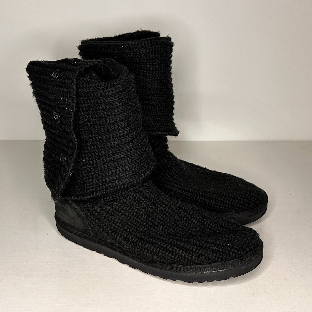 Ugg (5819) Cardy II Black Knit Button Boots Women Size 9